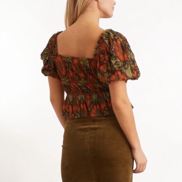 Ulla Johnson Medha Lurex Puff Sleeve Blouse Nocturne Print Size 8 - Picture 2 of 10